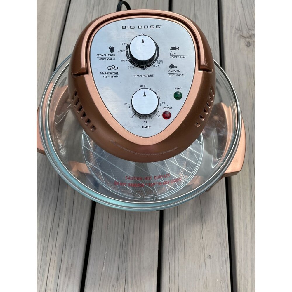 Big Boss 16-Quart 1300W Oil-Less Air Fryer Convection Oven Glass Bowl & Copper L